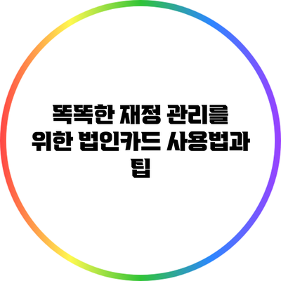 똑똑한 재정 관리를 위한 법인카드 사용법과 팁