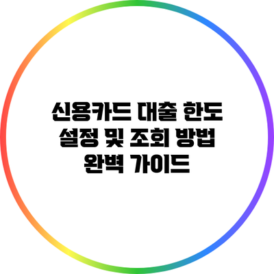 신용카드 대출 한도 설정 및 조회 방법 완벽 가이드