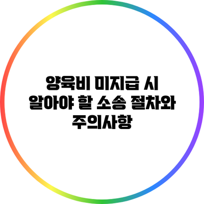 양육비 미지급 시 알아야 할 소송 절차와 주의사항