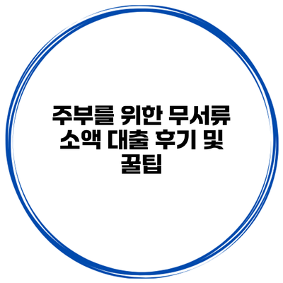 주부를 위한 무서류 소액 대출 후기 및 꿀팁