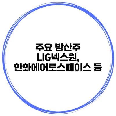주요 방산주 LIG넥스원, 한화에어로스페이스 등
