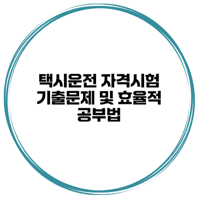 택시운전 자격시험 기출문제 및 효율적 공부법