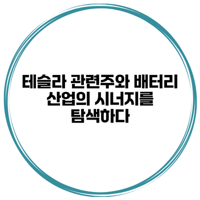 테슬라 관련주와 배터리 산업의 시너지를 탐색하다