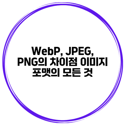 WebP, JPEG, PNG의 차이점: 이미지 포맷의 모든 것